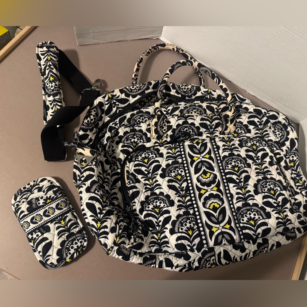 Vera Bradley Black and White Floral Duffle Bag
